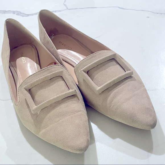 Mango Suede Flats Nude size 9 comfortable women shoes - Picture 5 of 12